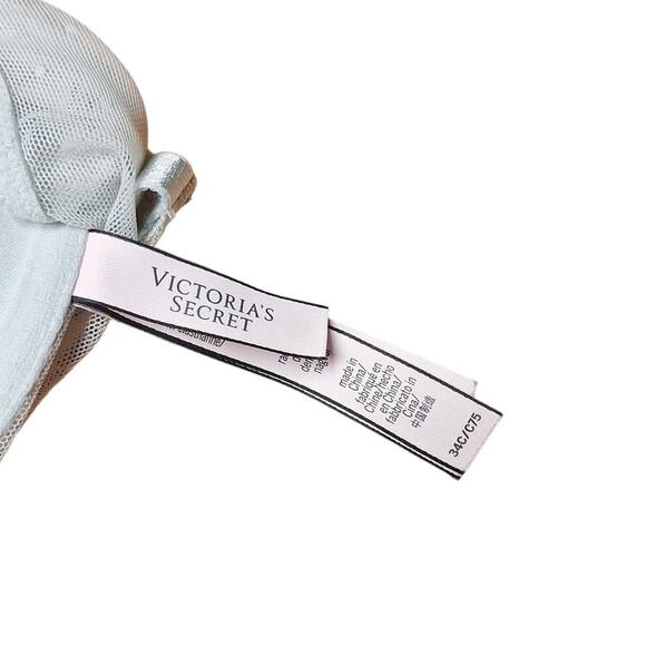 Victoria Secret 34C Racerback Demi lace bra green front clip lightly lined cups - Picture 5 of 6